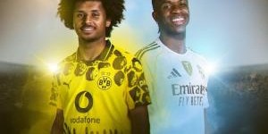 本来做的贝林兄弟对决多特战皇马海报：阿德耶米PK维尼修斯